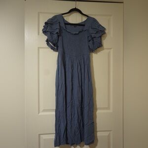 SHEIN Blue Maxi Dress with Ruffled Sleeves